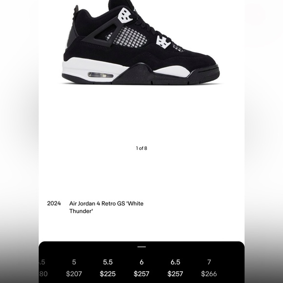 white thunder jordan 4s
7.5 in womens
6y kids - Picture 9 of 9